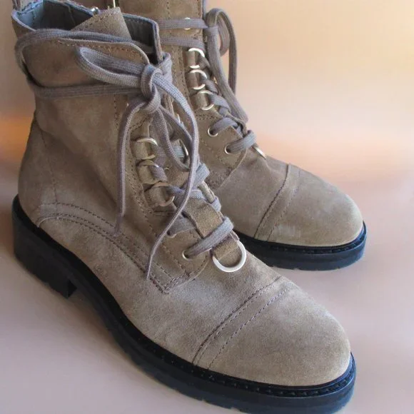 All Saints Lira Combat Boots Women's-Sand/Brown Suede-Size 37/6.5 - Picture 7 of 7